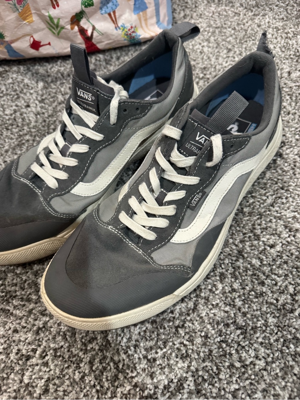 Vans Men’s Gray and White Ultrarange Sneakers